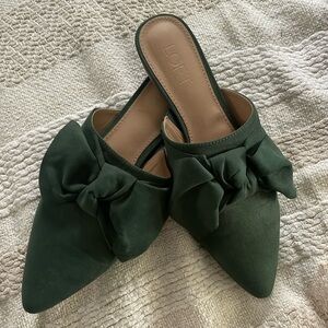 Green Mules with bow
